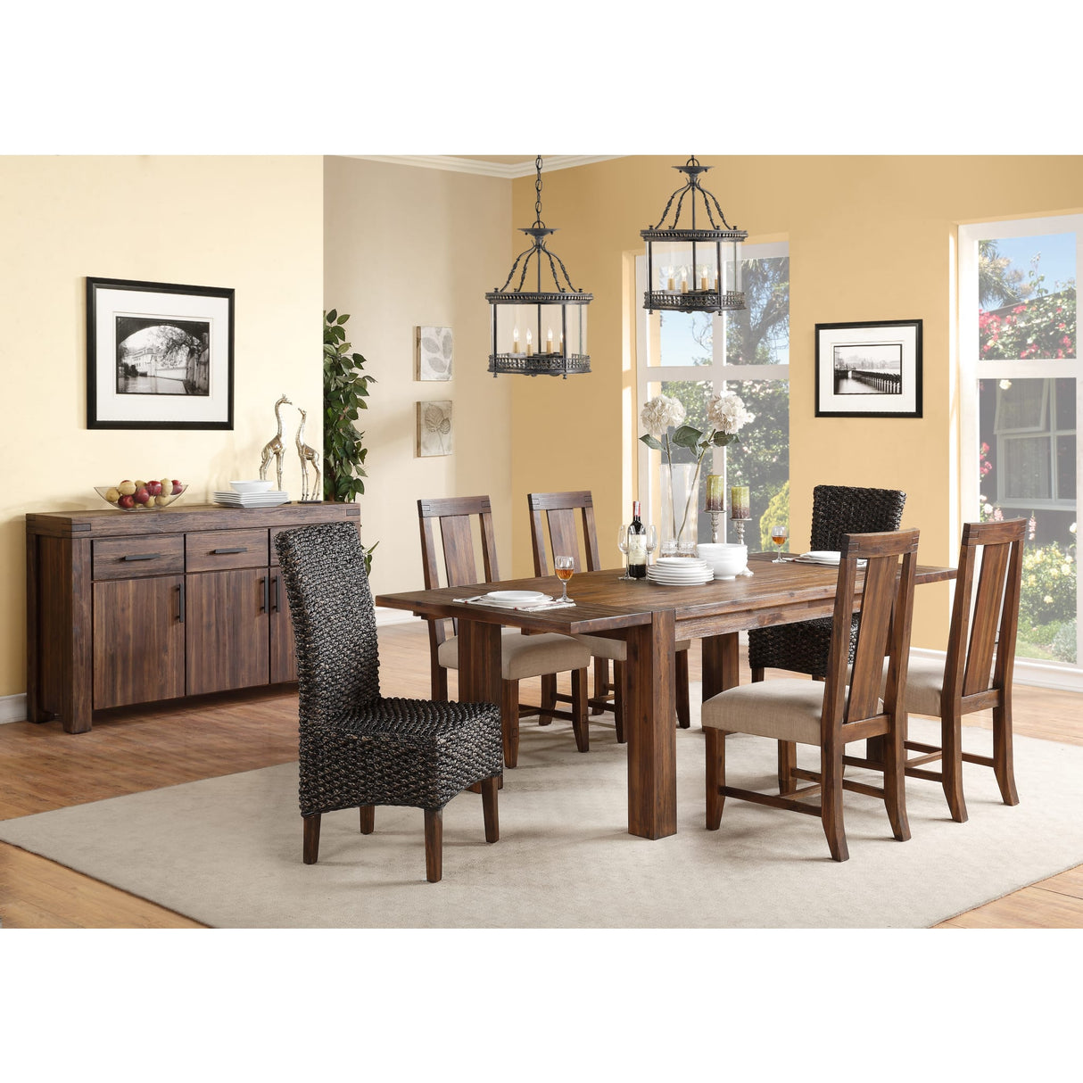 Meadow Solid Wood Extending Dining Table in Brick Brown