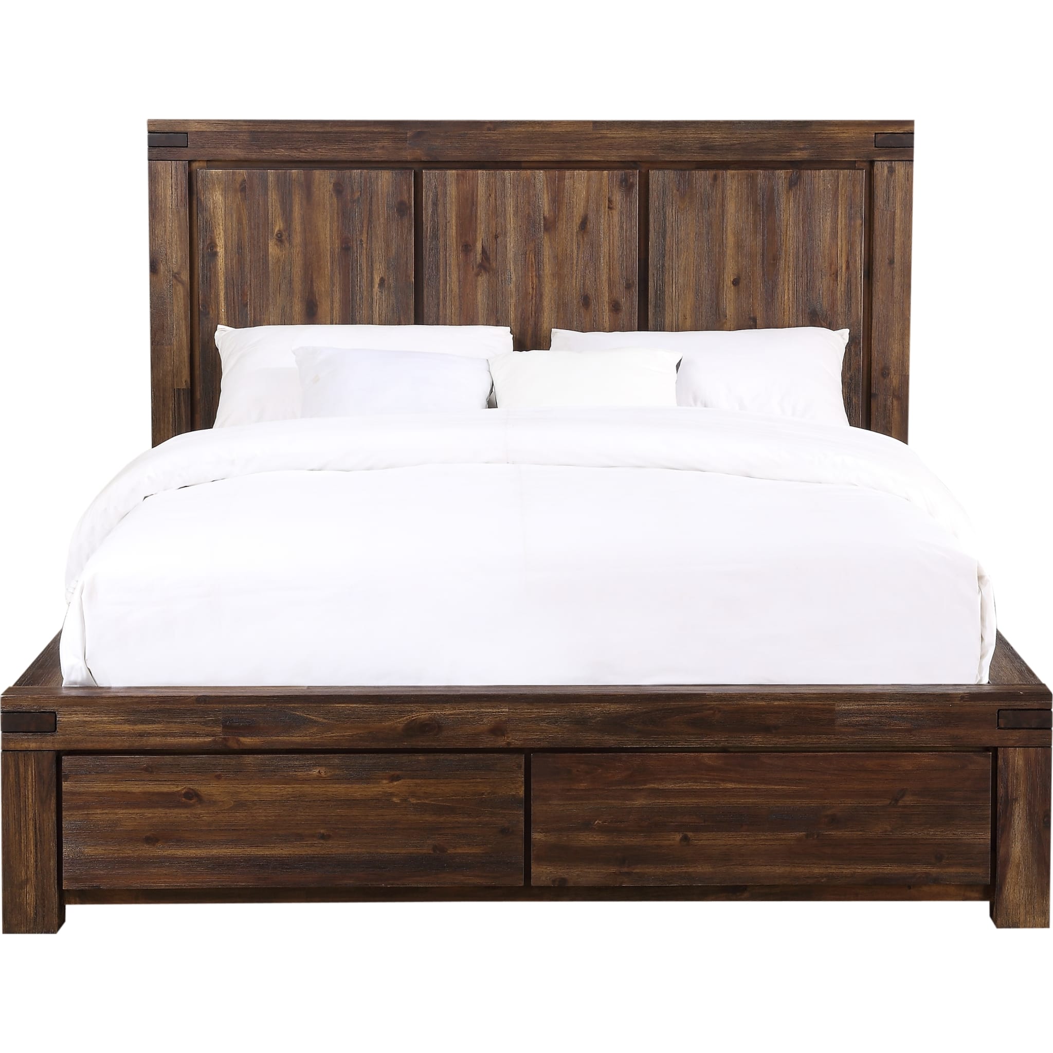 Meadow Solid Wood Footboard Storage Bed in Brick Brown