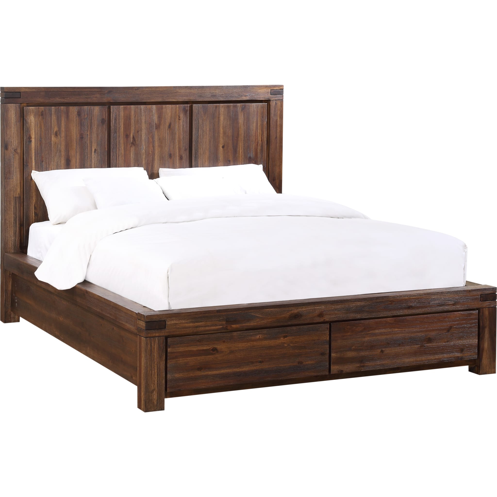 Meadow Solid Wood Footboard Storage Bed in Brick Brown