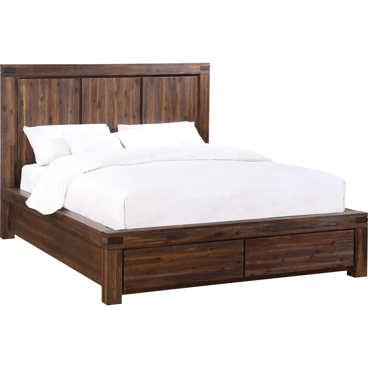 Meadow Solid Wood Footboard Storage Bed in Brick Brown