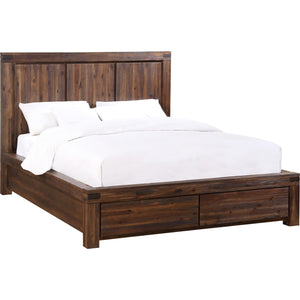 Meadow Solid Wood Footboard Storage Bed in Brick Brown