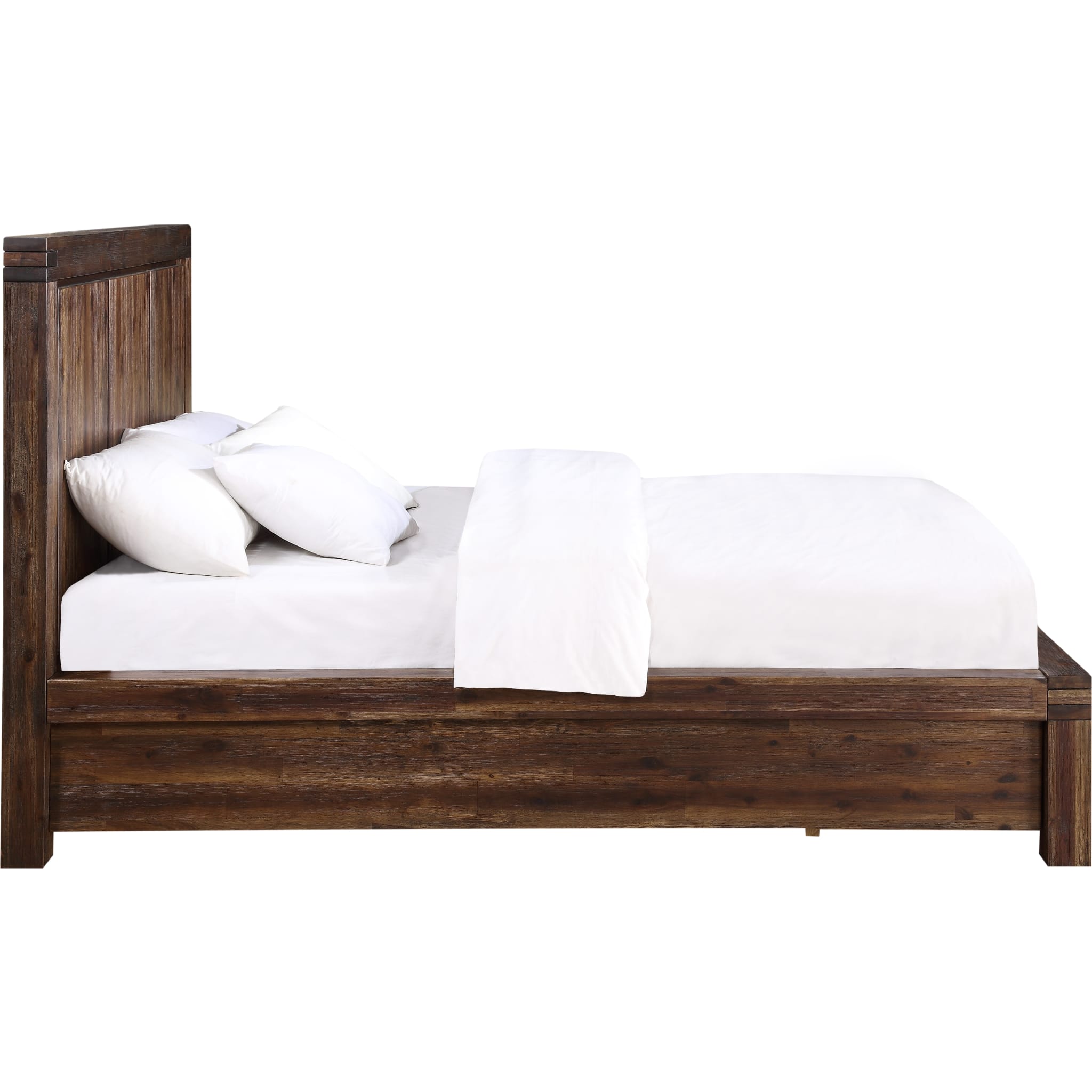 Meadow Solid Wood Footboard Storage Bed in Brick Brown