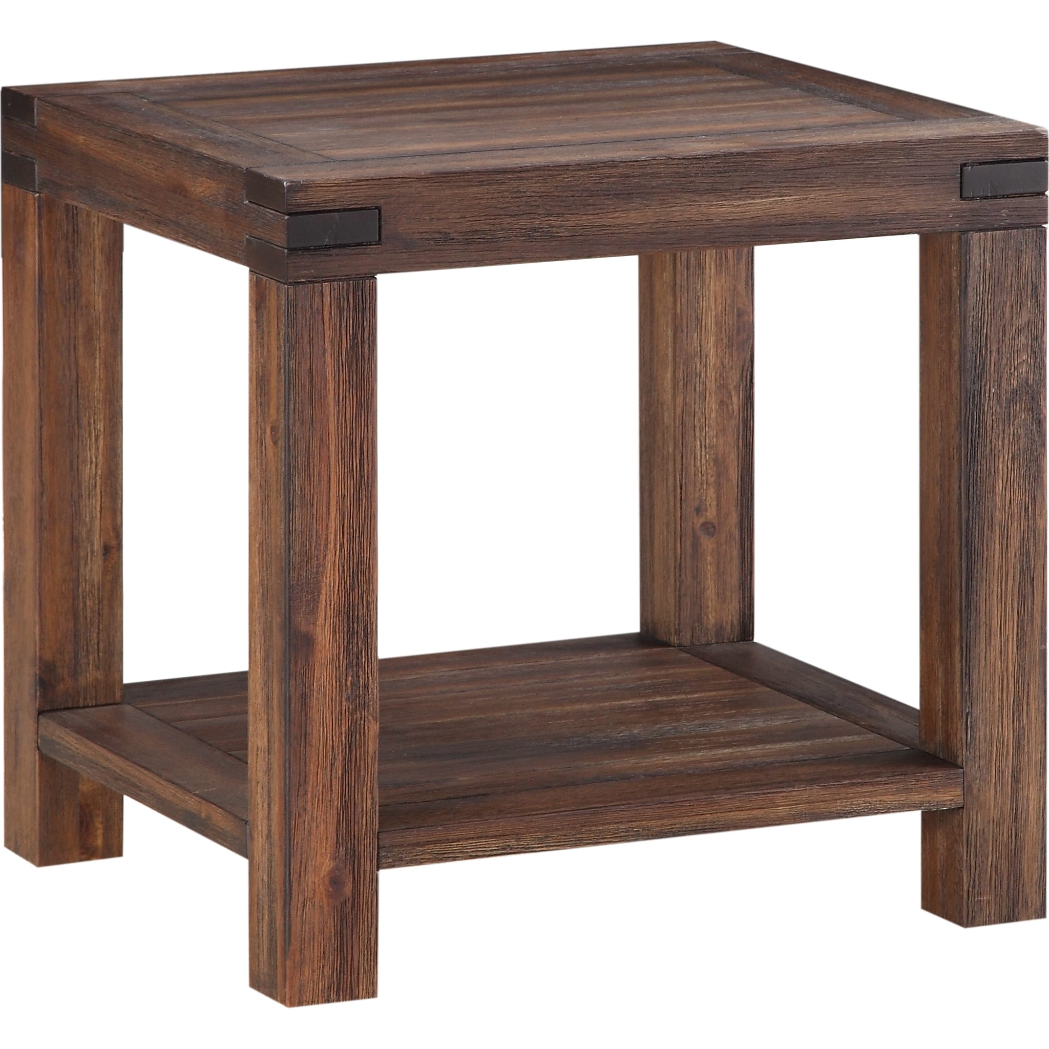 Meadow Solid Wood Rectangular Side Table in Brick Brown