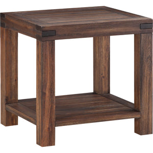Meadow Solid Wood Rectangular Side Table in Brick Brown