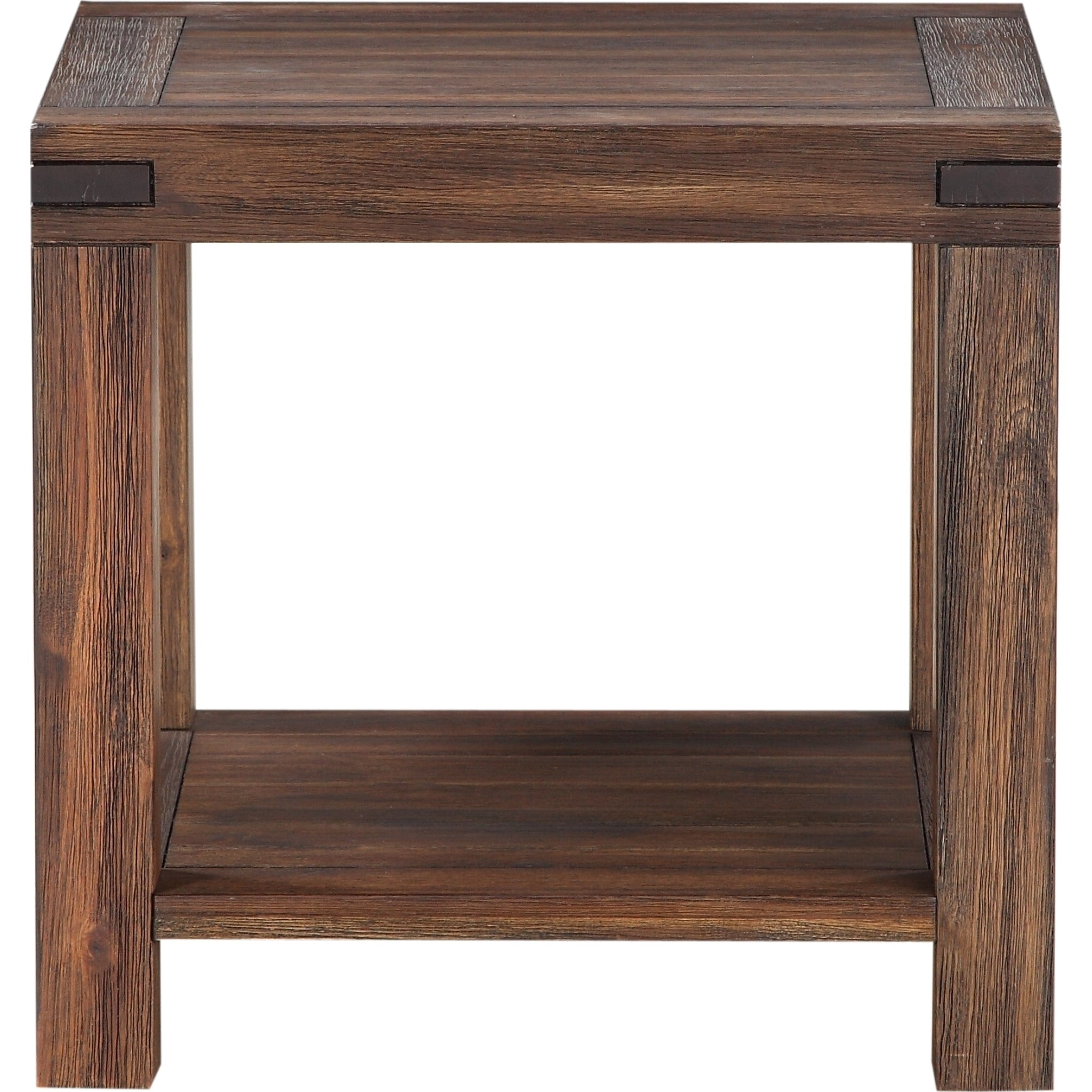 Meadow Solid Wood Rectangular Side Table in Brick Brown