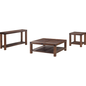 Meadow Solid Wood Rectangular Side Table in Brick Brown