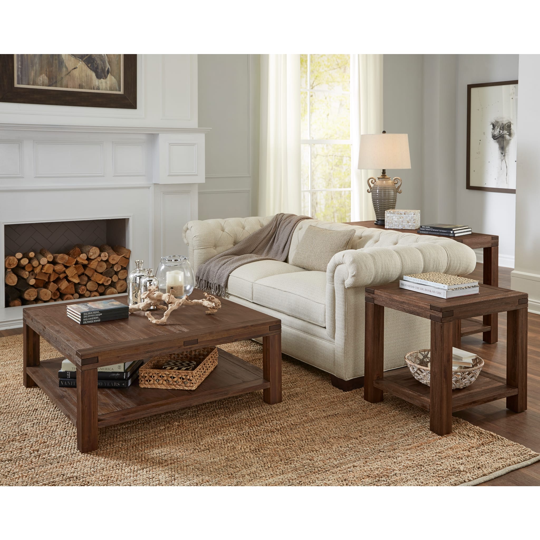 Meadow Solid Wood Square Coffee Table in Brick Brown