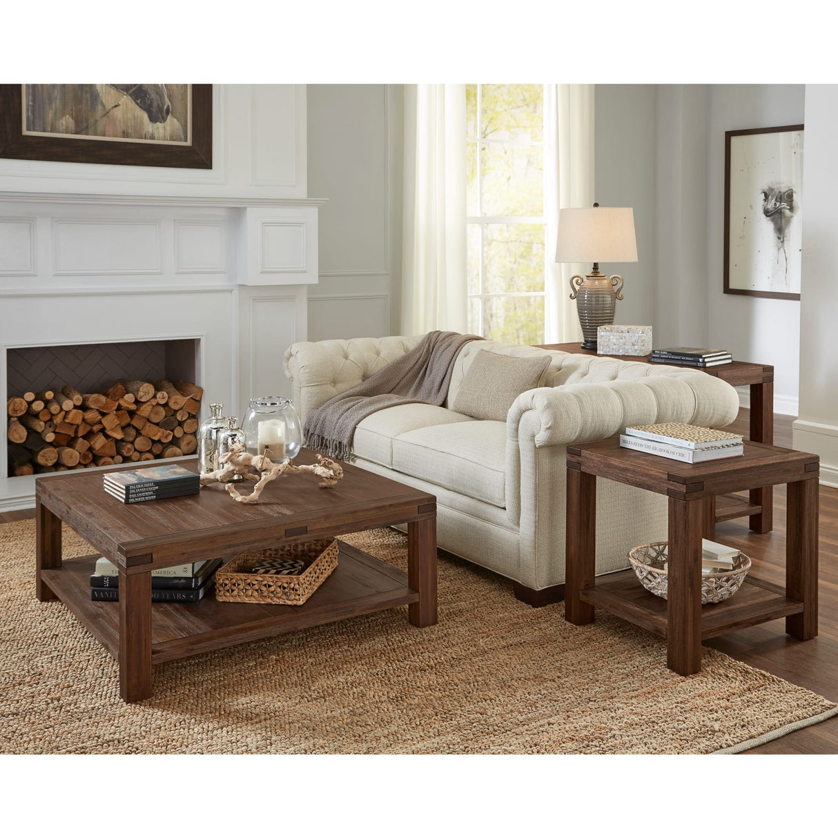 Meadow Solid Wood Square Coffee Table in Brick Brown