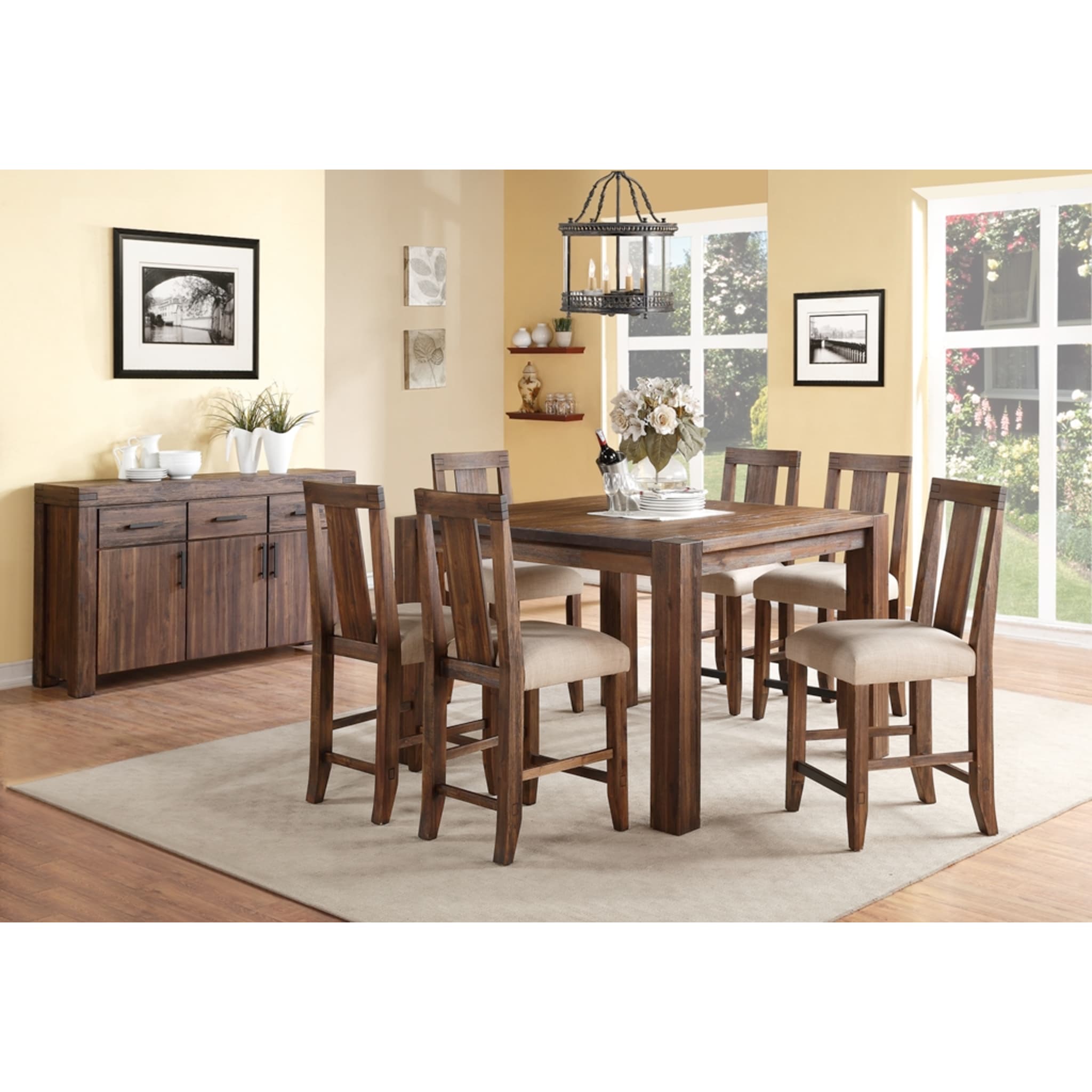 Meadow Solid Wood Square Counter Table in Brick Brown