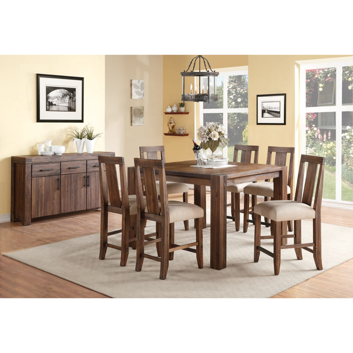 Meadow Solid Wood Square Counter Table in Brick Brown