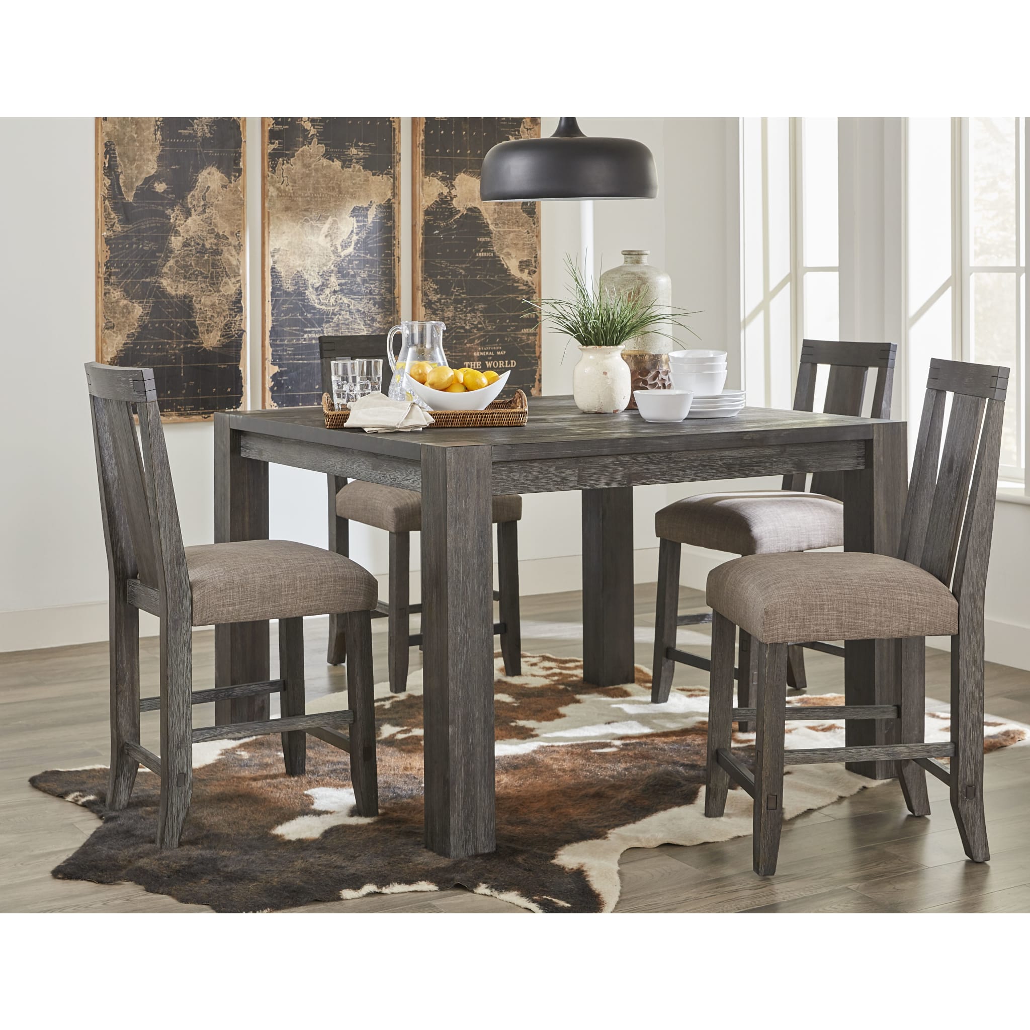 Meadow Solid Wood Square Counter Table in Graphite