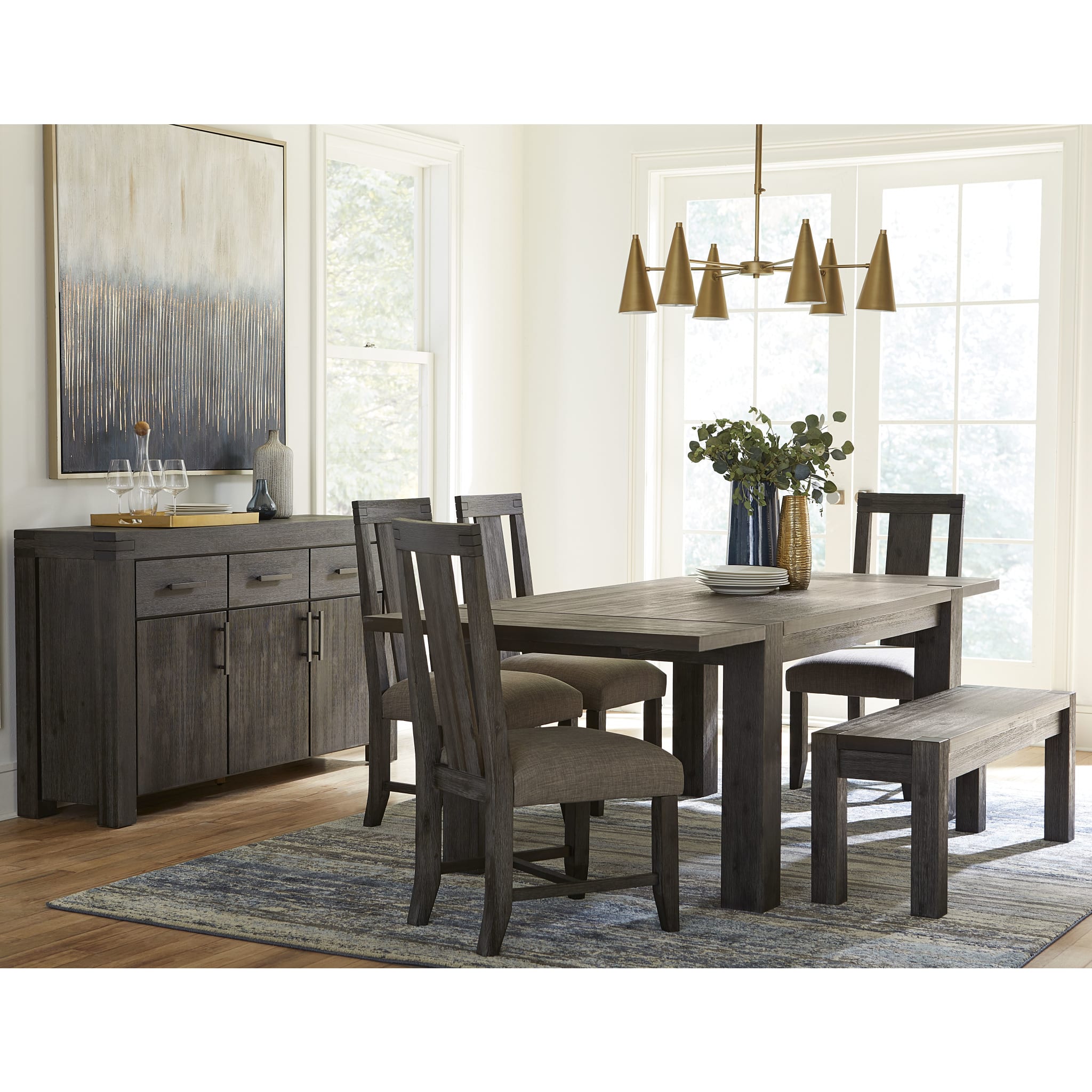 Meadow Solid Wood Three Drawer Three Door Sideboard in Graphite