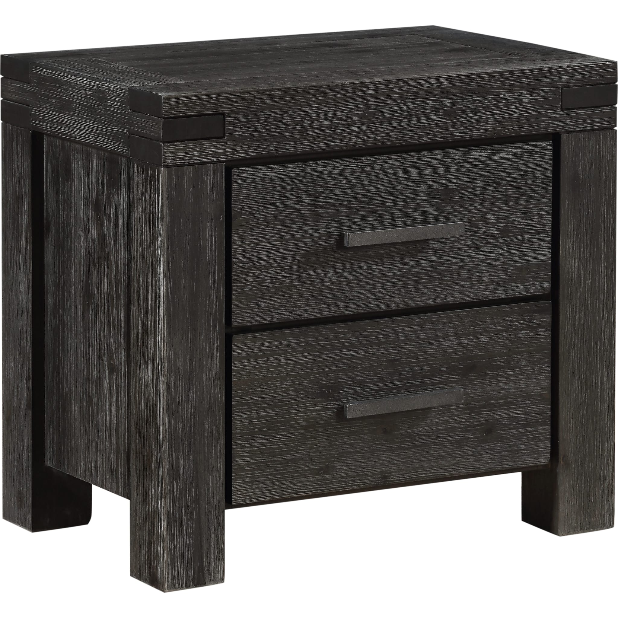 Meadow Solid Wood Two Drawer Nightstand in Graphite
