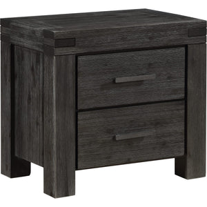 Meadow Solid Wood Two Drawer Nightstand in Graphite