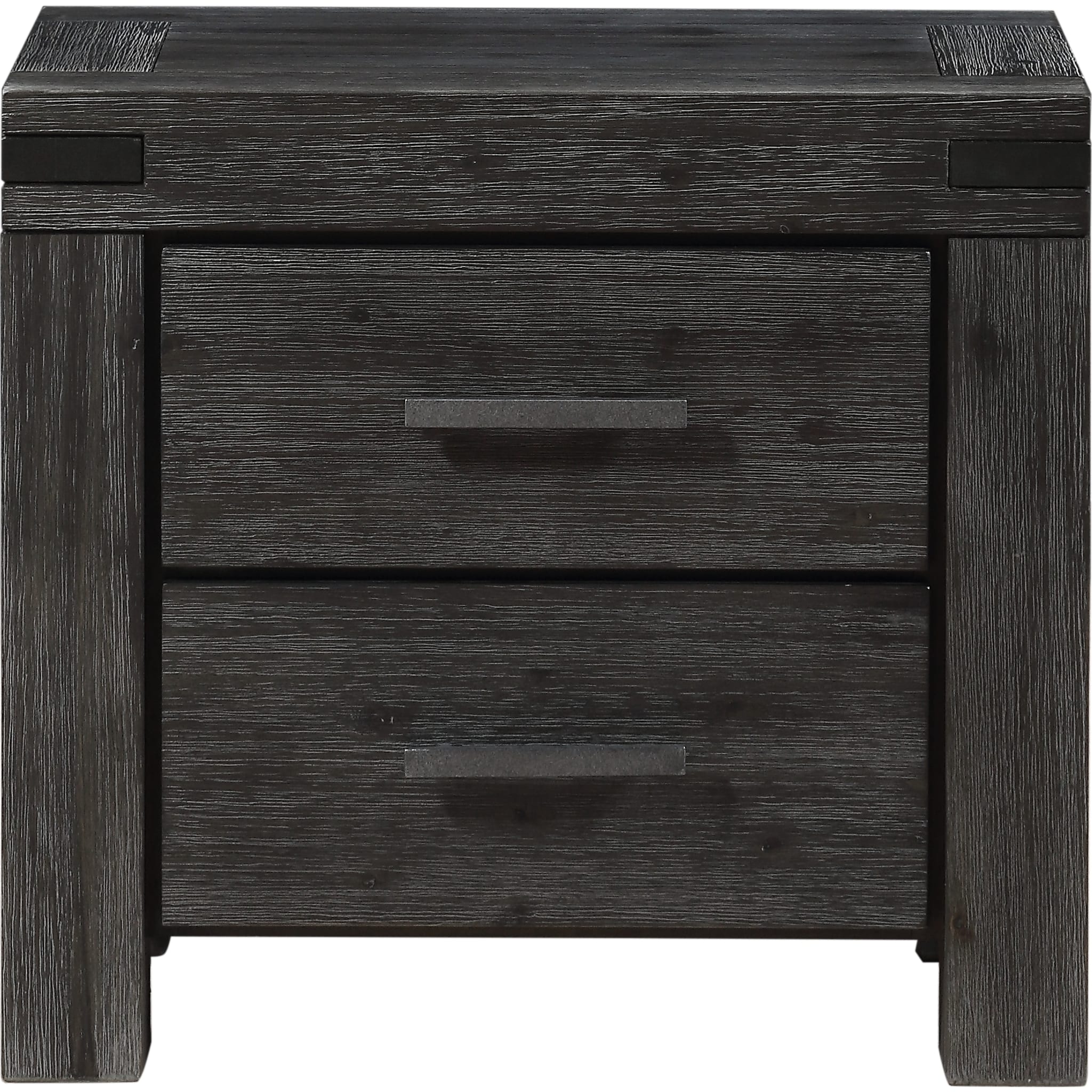 Meadow Solid Wood Two Drawer Nightstand in Graphite