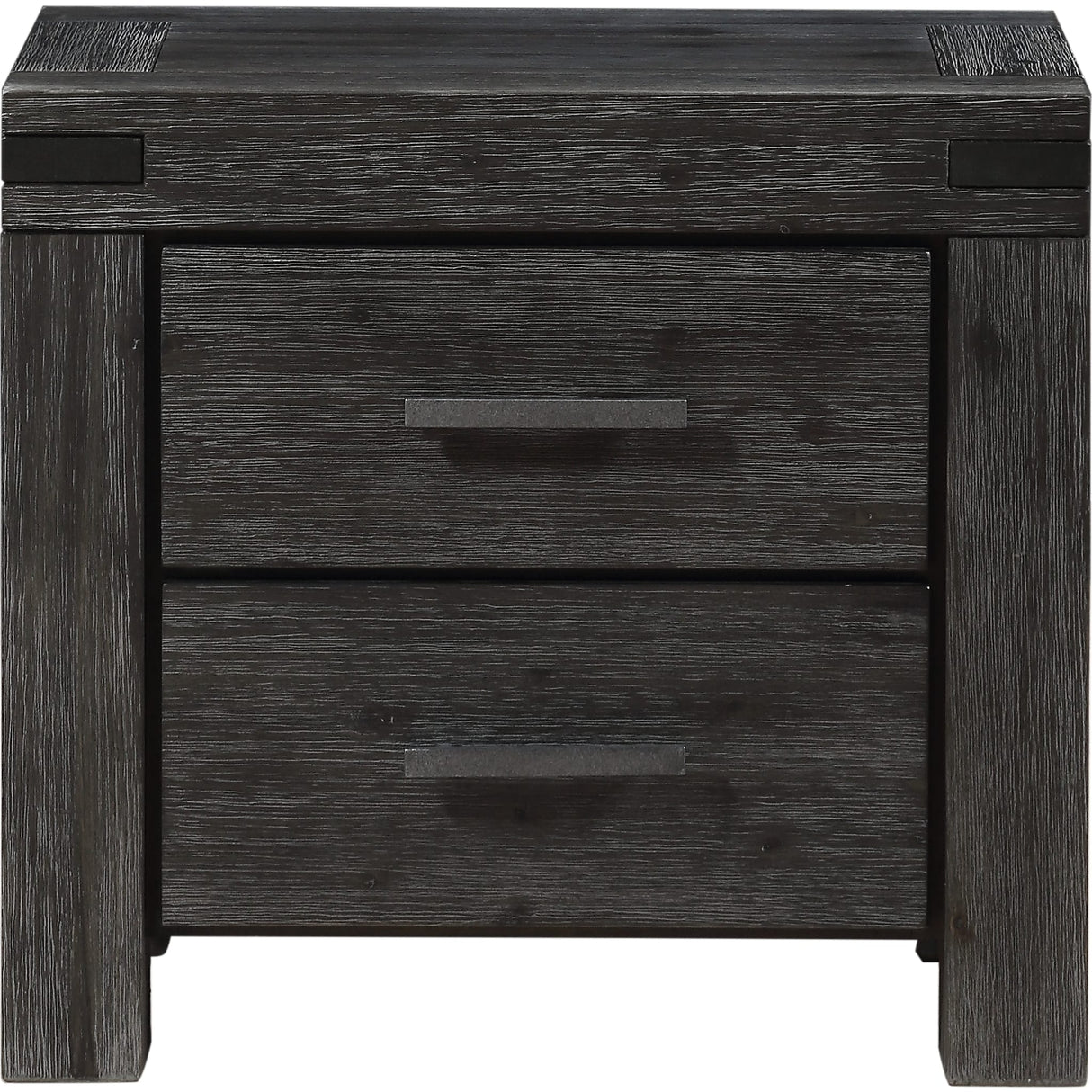 Meadow Solid Wood Two Drawer Nightstand in Graphite