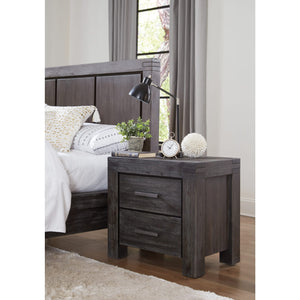 Meadow Solid Wood Two Drawer Nightstand in Graphite