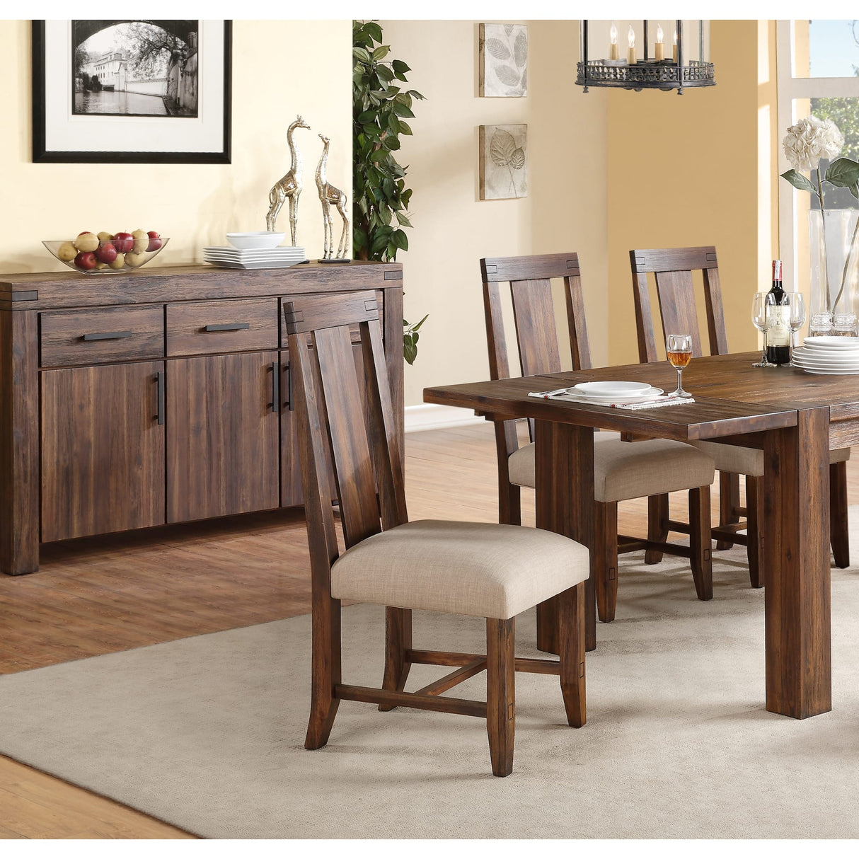 Meadow Solid Wood Upholstered Dining Chair in Brick Brown