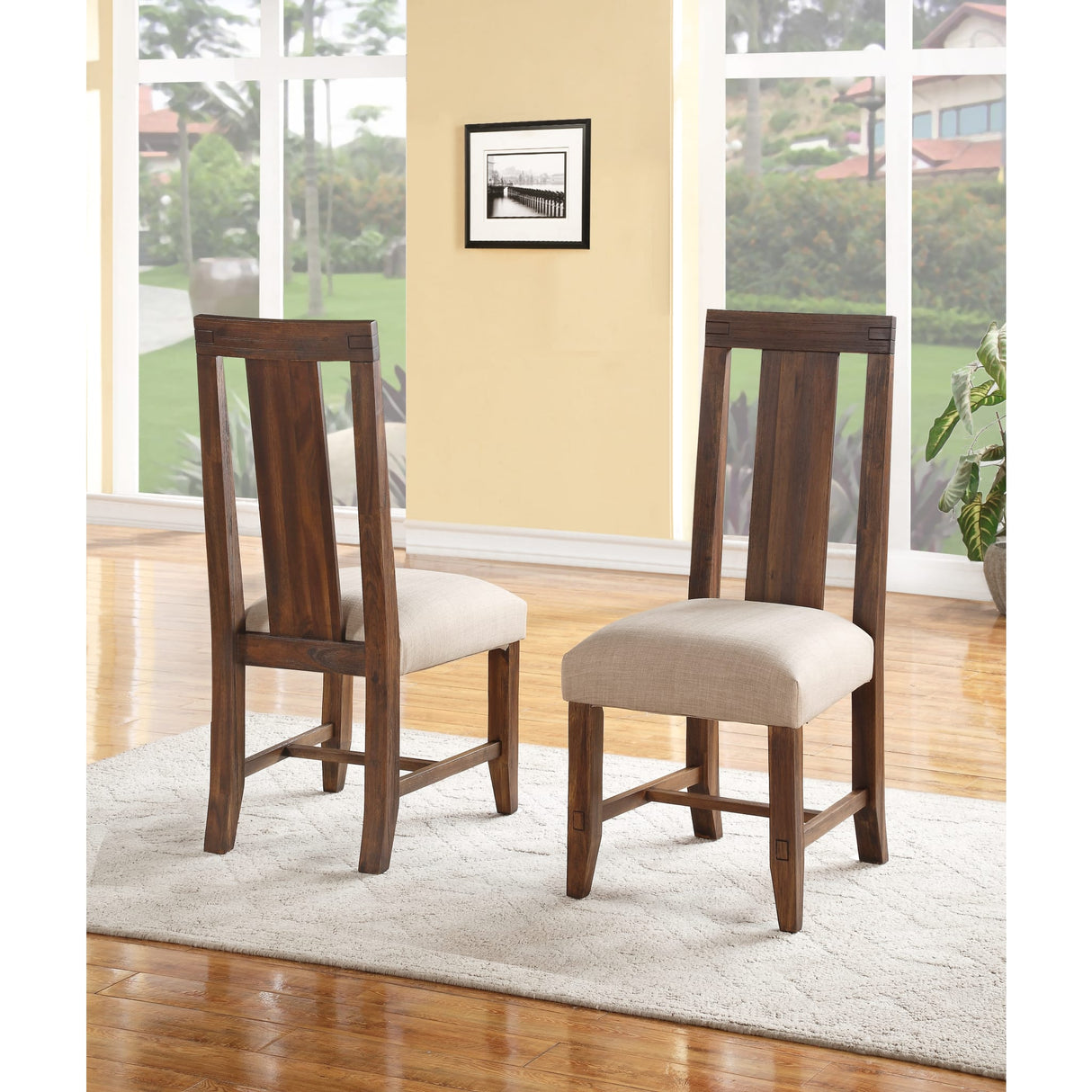 Meadow Solid Wood Upholstered Dining Chair in Brick Brown