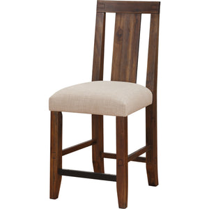 Meadow Solid Wood Upholstered Kitchen Counter Stool in Brick Brown
