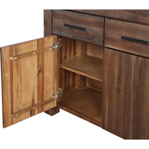 Meadow Three Drawer Three Door Solid Wood Sideboard in Brick Brown