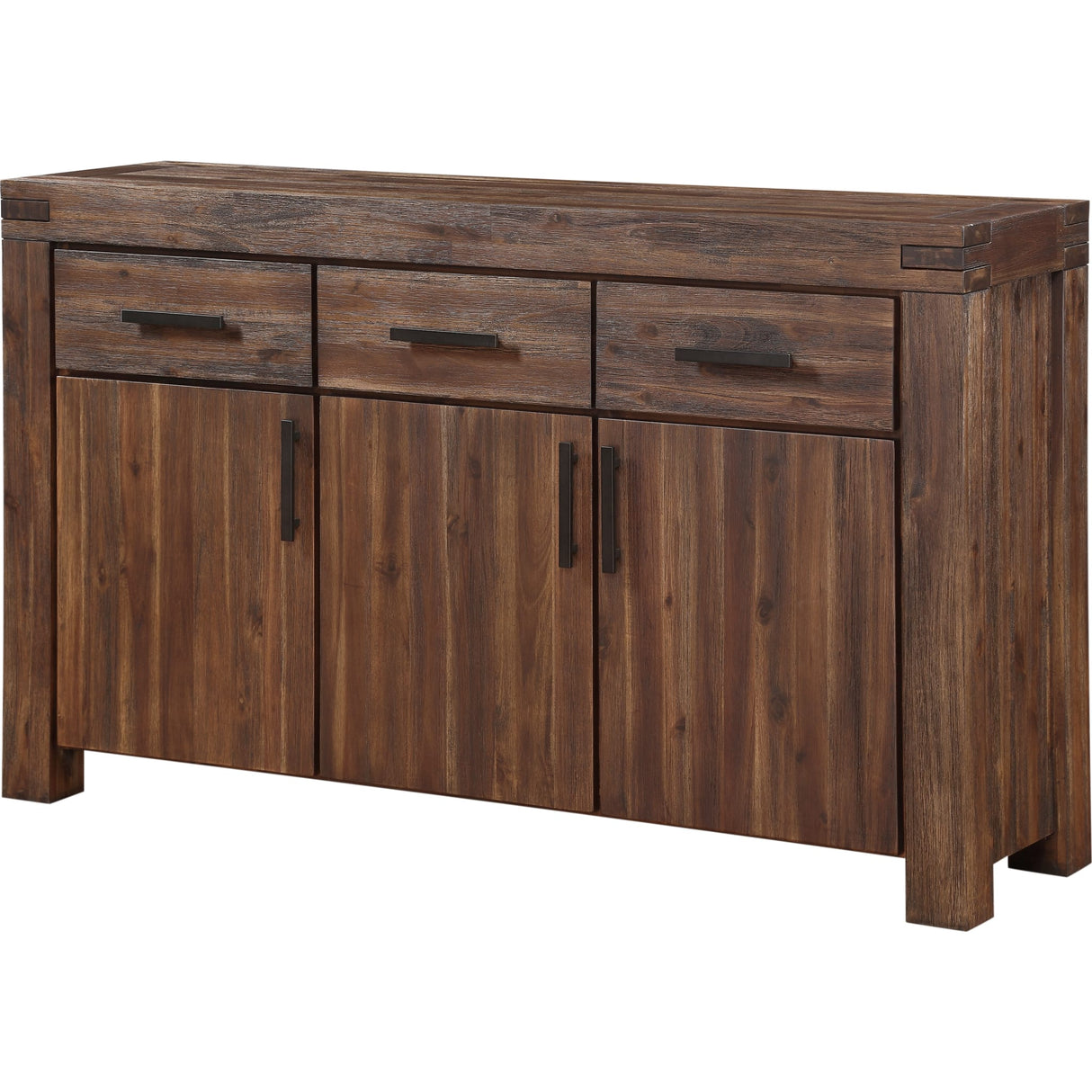 Meadow Three Drawer Three Door Solid Wood Sideboard in Brick Brown