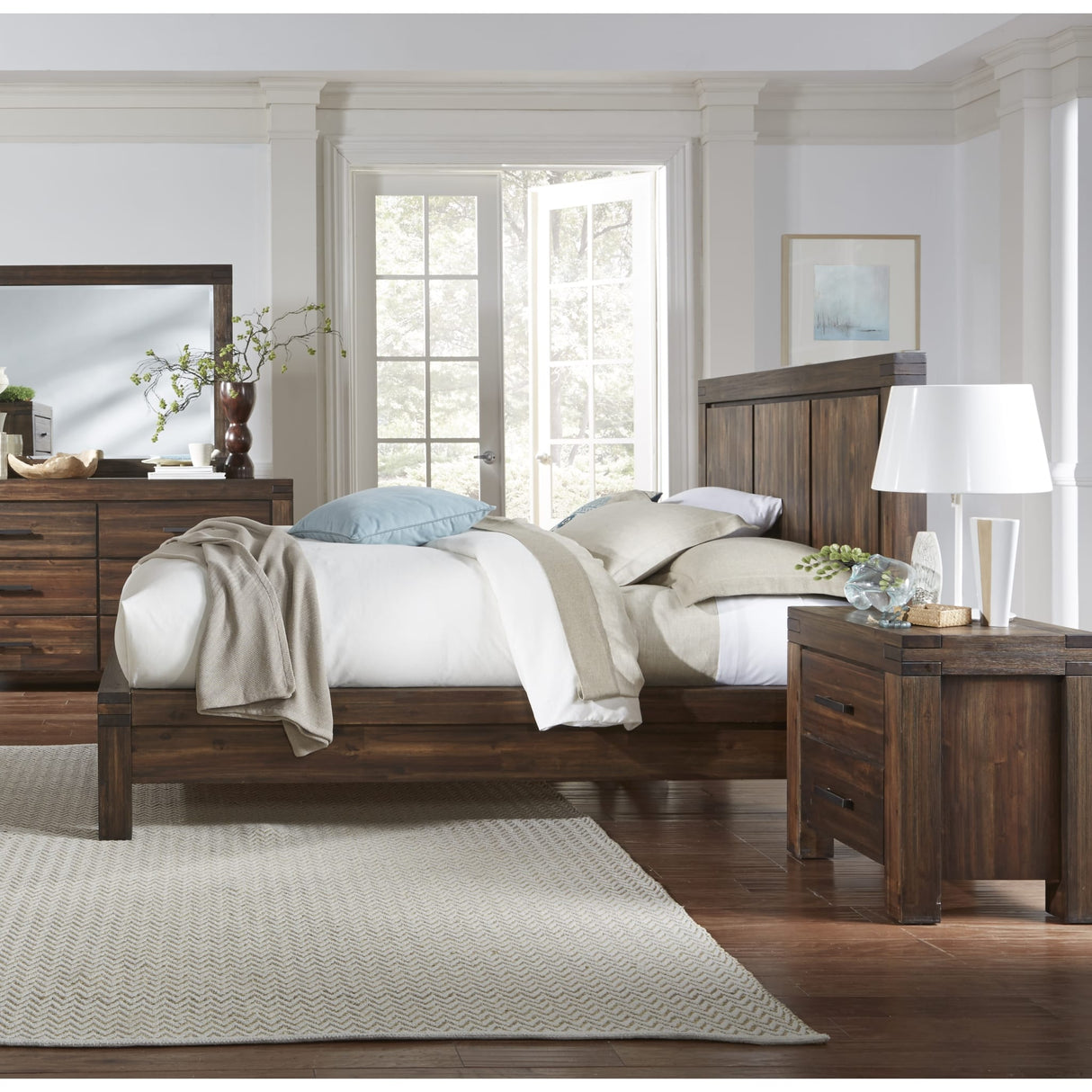 Meadow Two Drawer Solid Wood Nightstand in Brick Brown