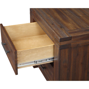 Meadow Two Drawer Solid Wood Nightstand in Brick Brown