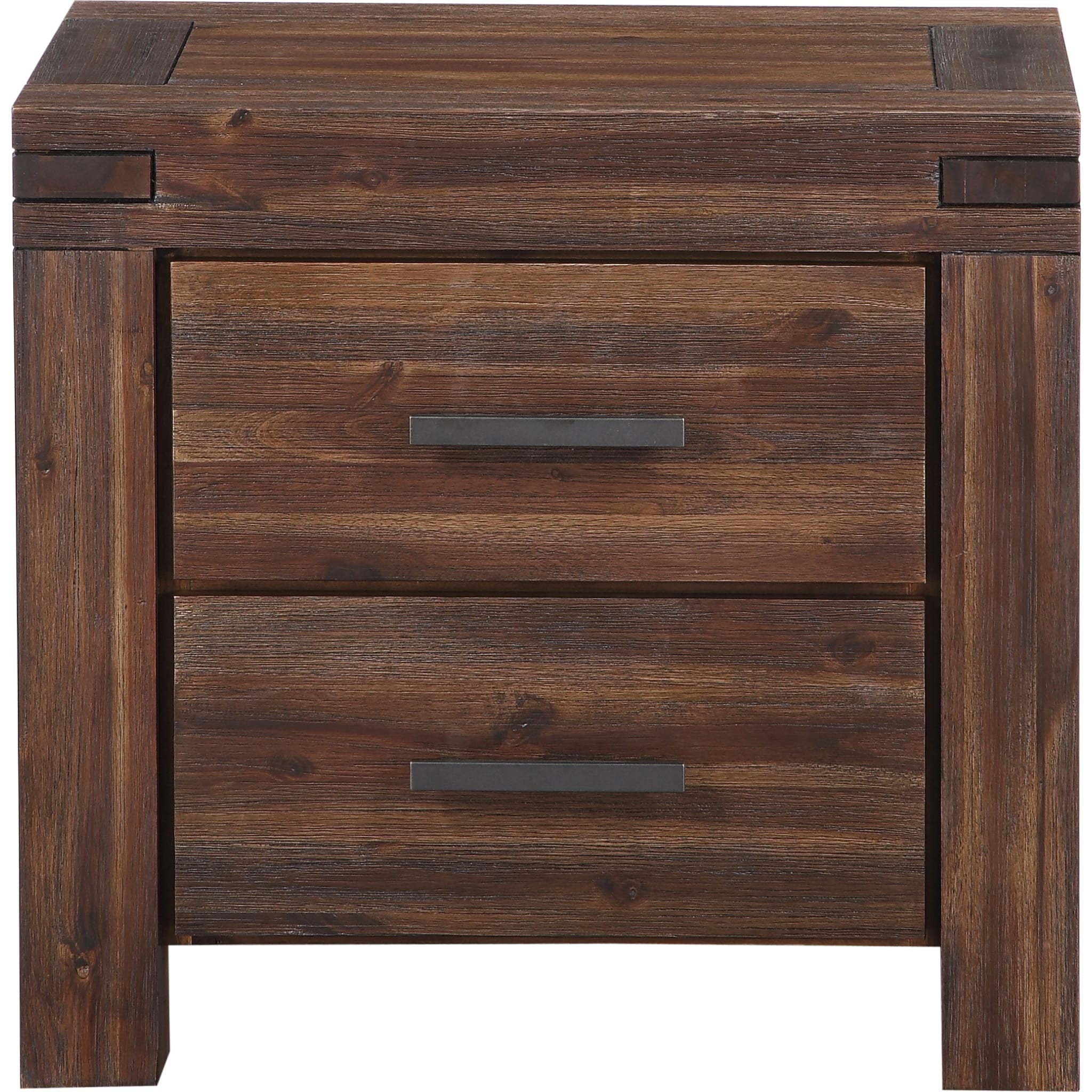 Meadow Two Drawer Solid Wood Nightstand in Brick Brown
