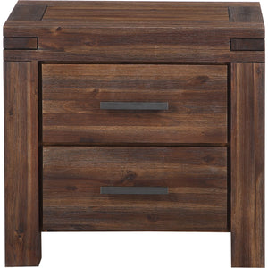 Meadow Two Drawer Solid Wood Nightstand in Brick Brown