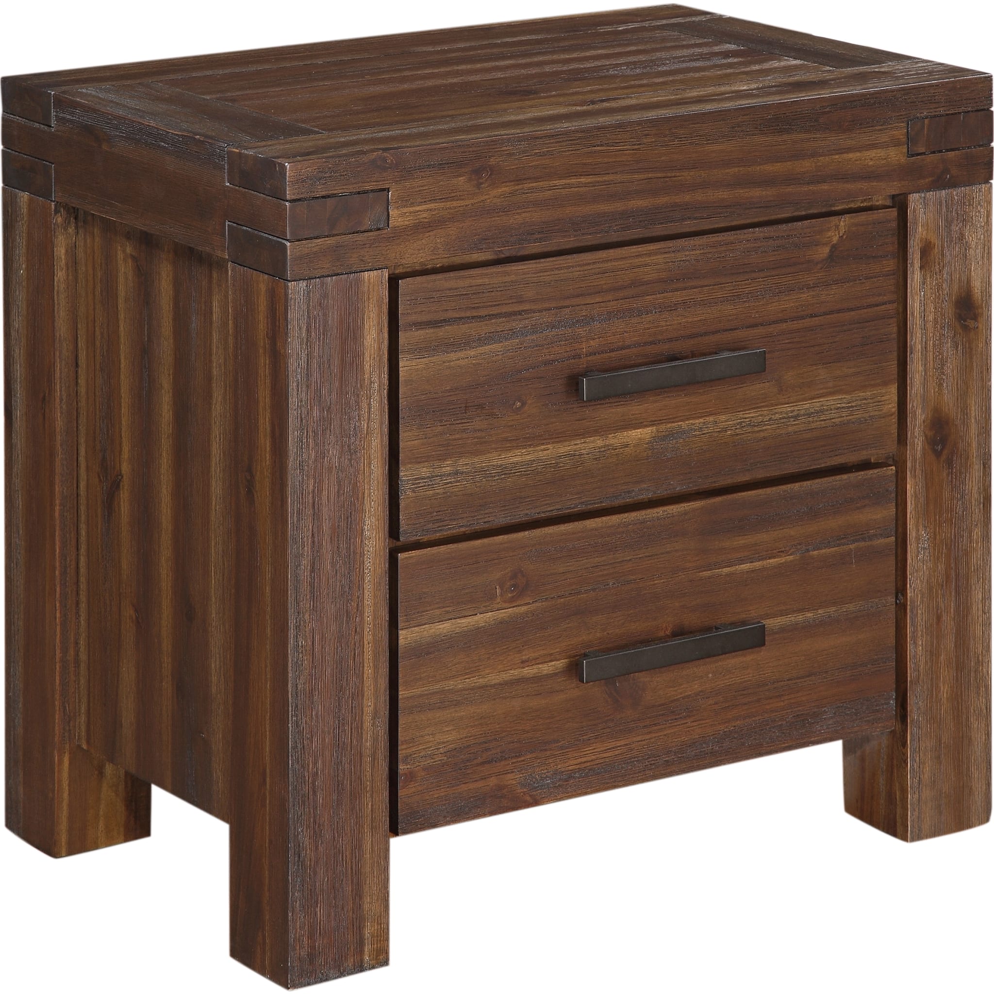 Meadow Two Drawer Solid Wood Nightstand in Brick Brown