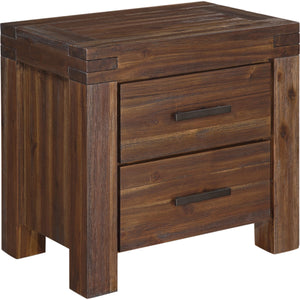 Meadow Two Drawer Solid Wood Nightstand in Brick Brown