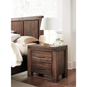 Meadow Two Drawer Solid Wood Nightstand in Brick Brown