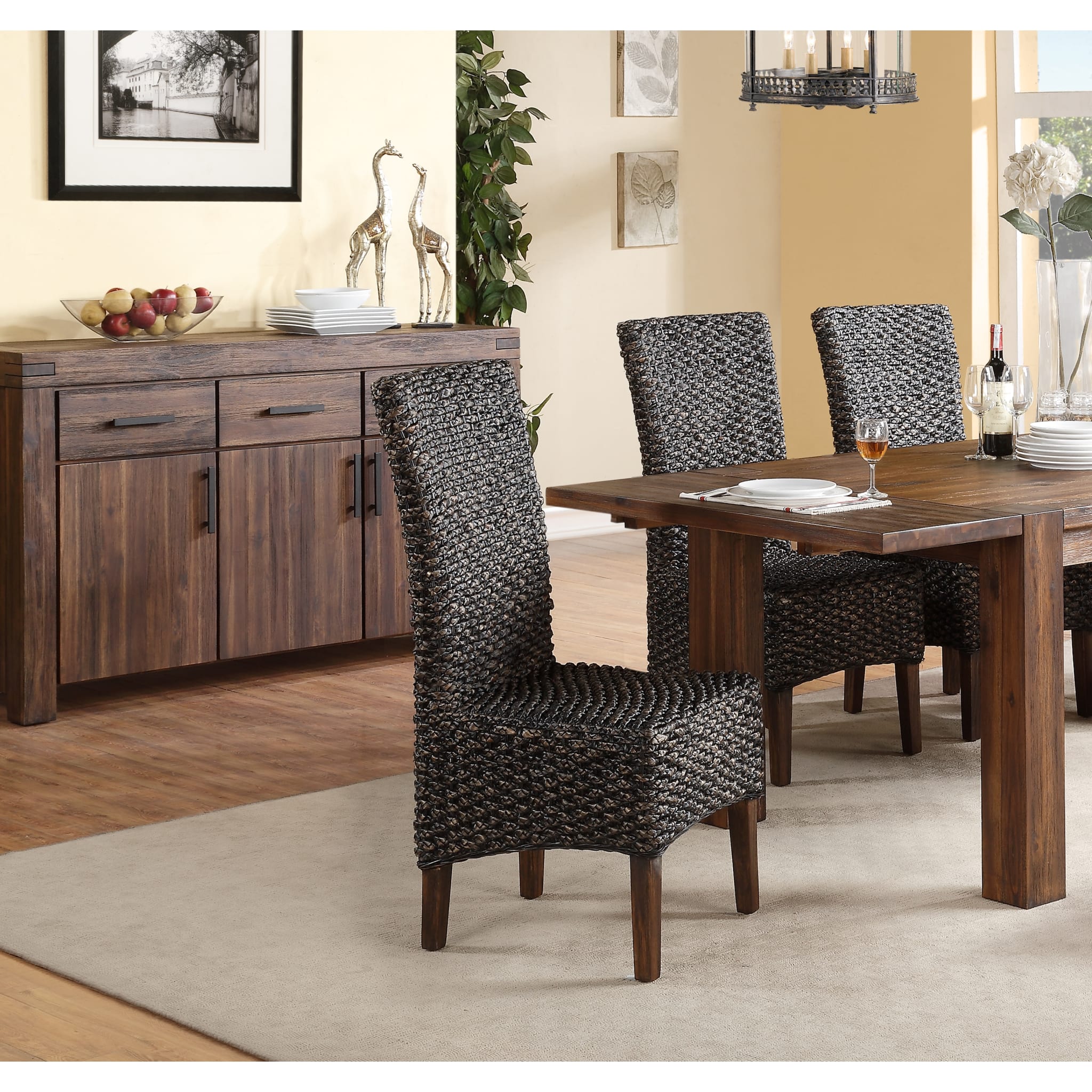 Meadow Wicker Dining Chair in Brick Brown