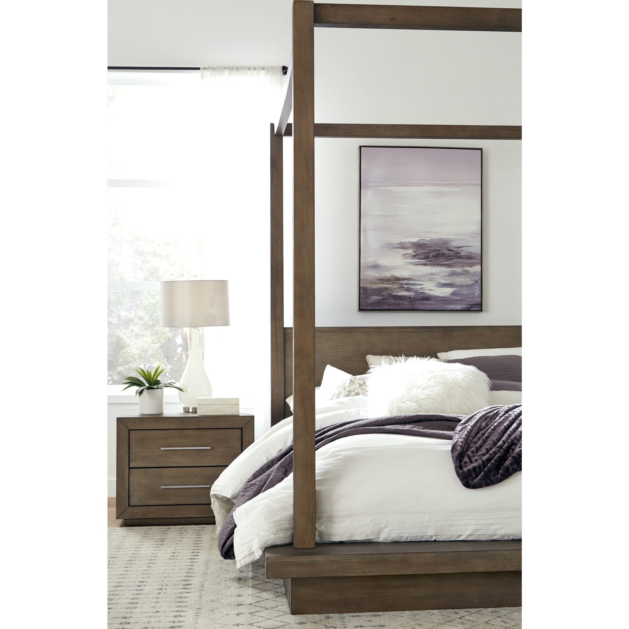 Melbourne Two Drawer Nightstand with USB in Dark Pine