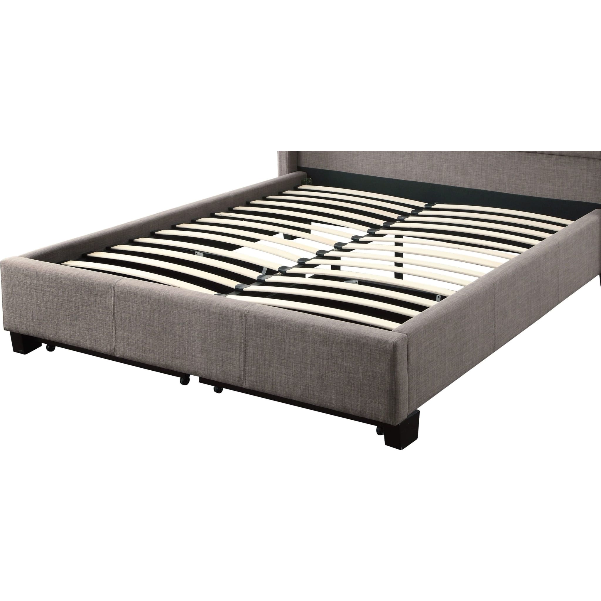 Melina Upholstered Footboard Storage Bed in Dolphin Linen