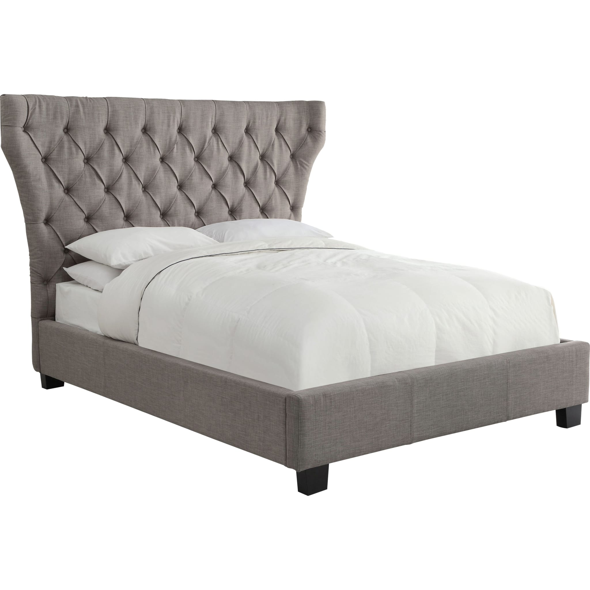 Melina Upholstered Platform Bed in Dolphin Linen