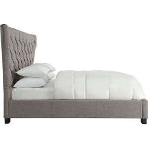 Melina Upholstered Platform Bed in Dolphin Linen