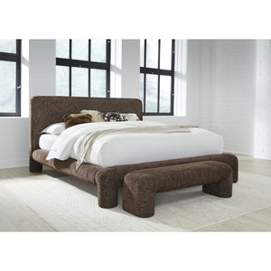 Mocoa Fully Upholstered Bench in Mongoose Chenille