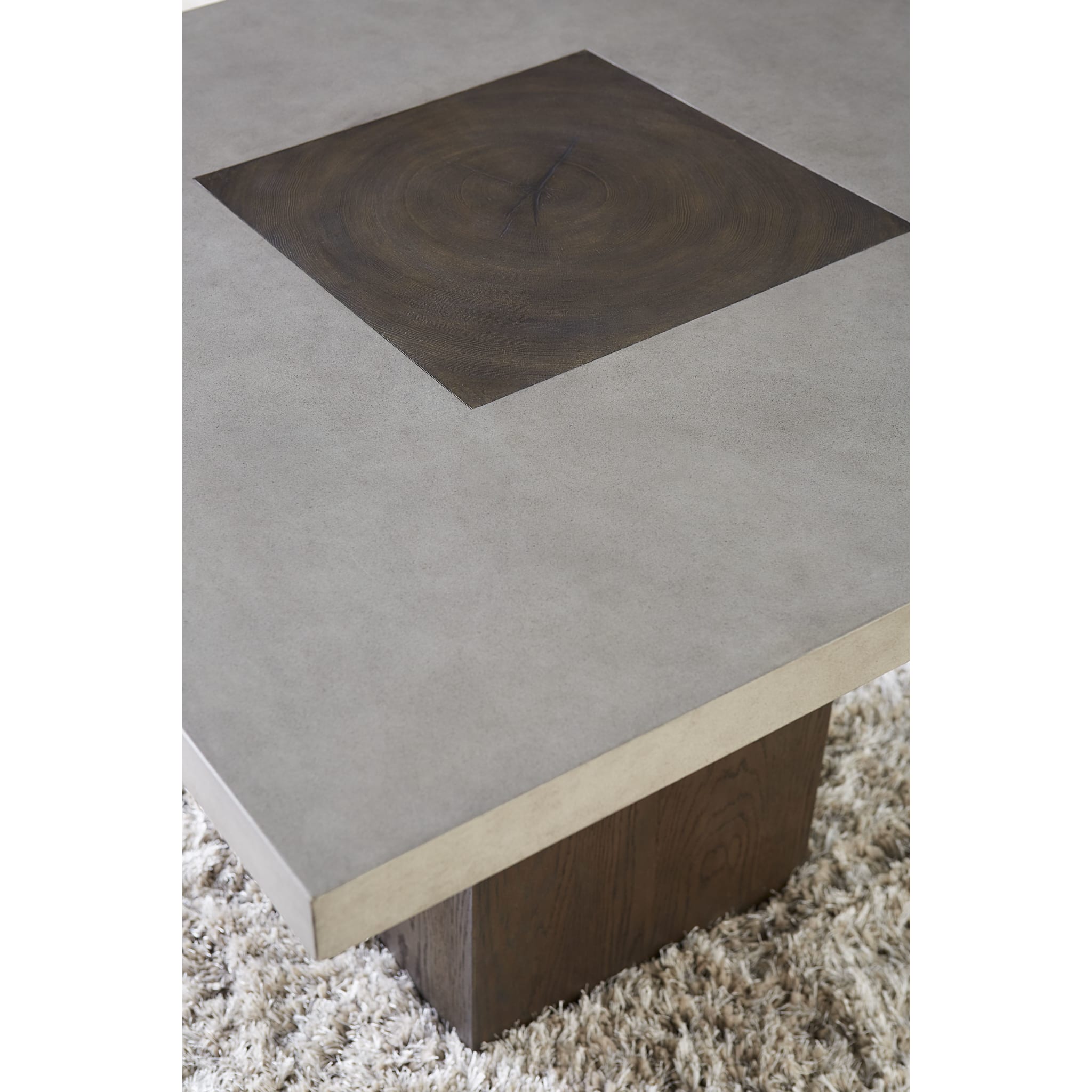 Modesto Concrete Top Wood Base Dining Table in Natural Concrete and French Roast