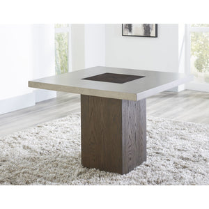 Modesto Concrete Top Wood Base Dining Table in Natural Concrete and French Roast