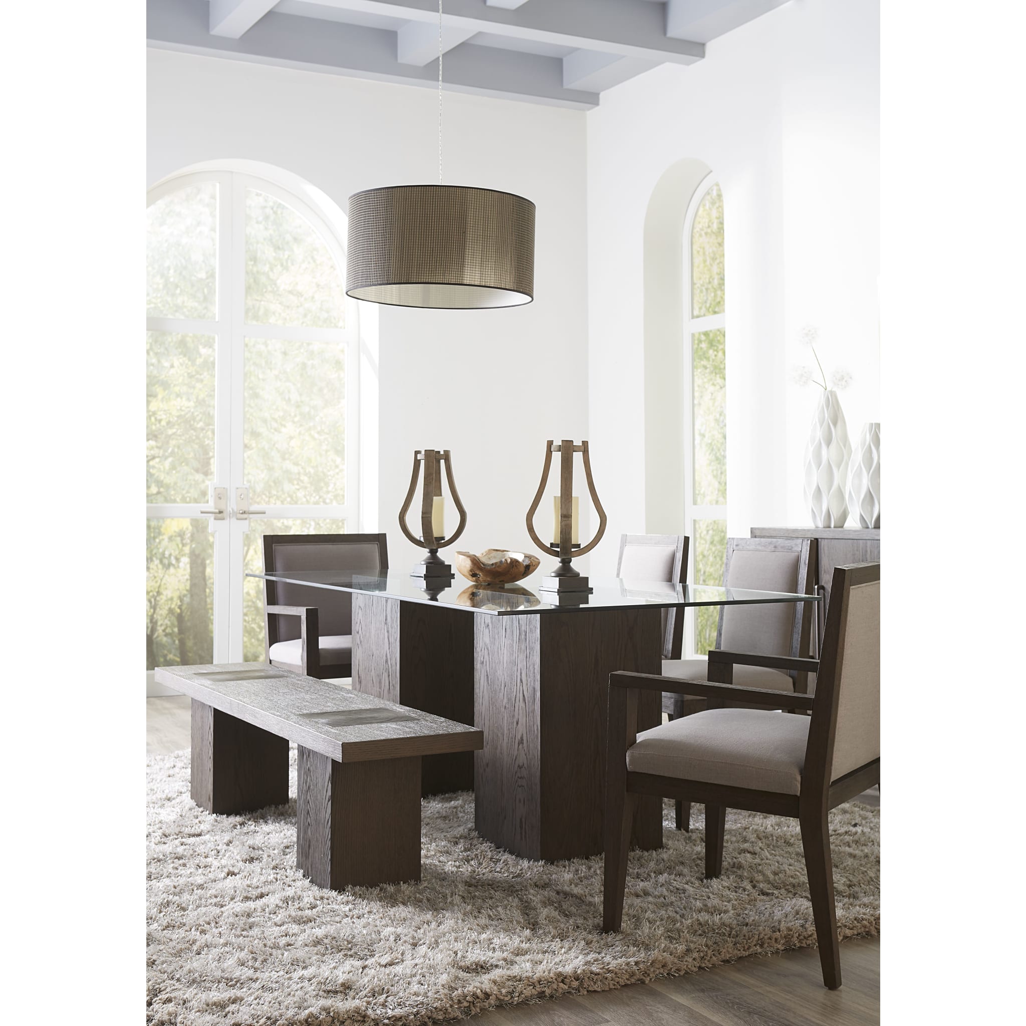 Modesto Rectangular Glass Top Dining Table in French Roast