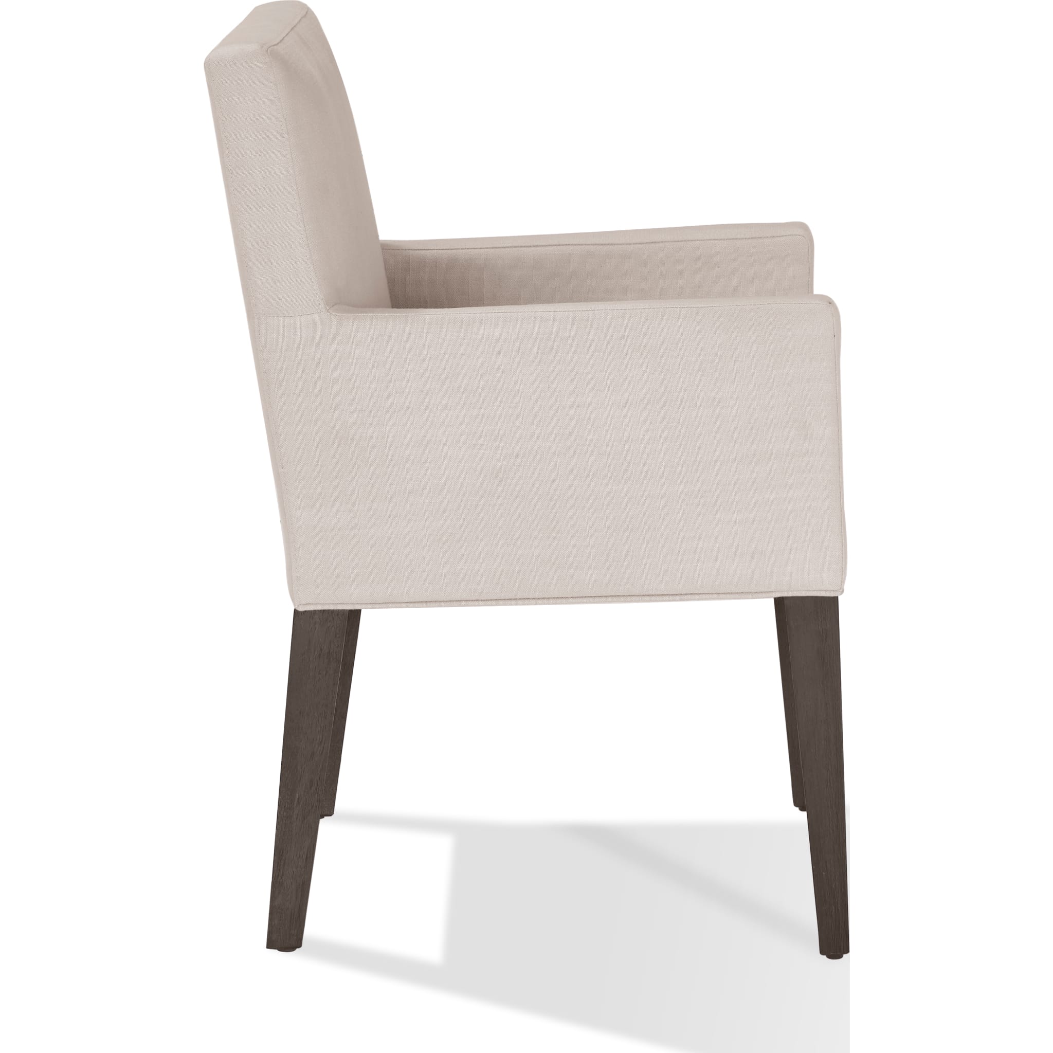 Modesto Upholstered Arm Chair in Abalone Linen and French Roast