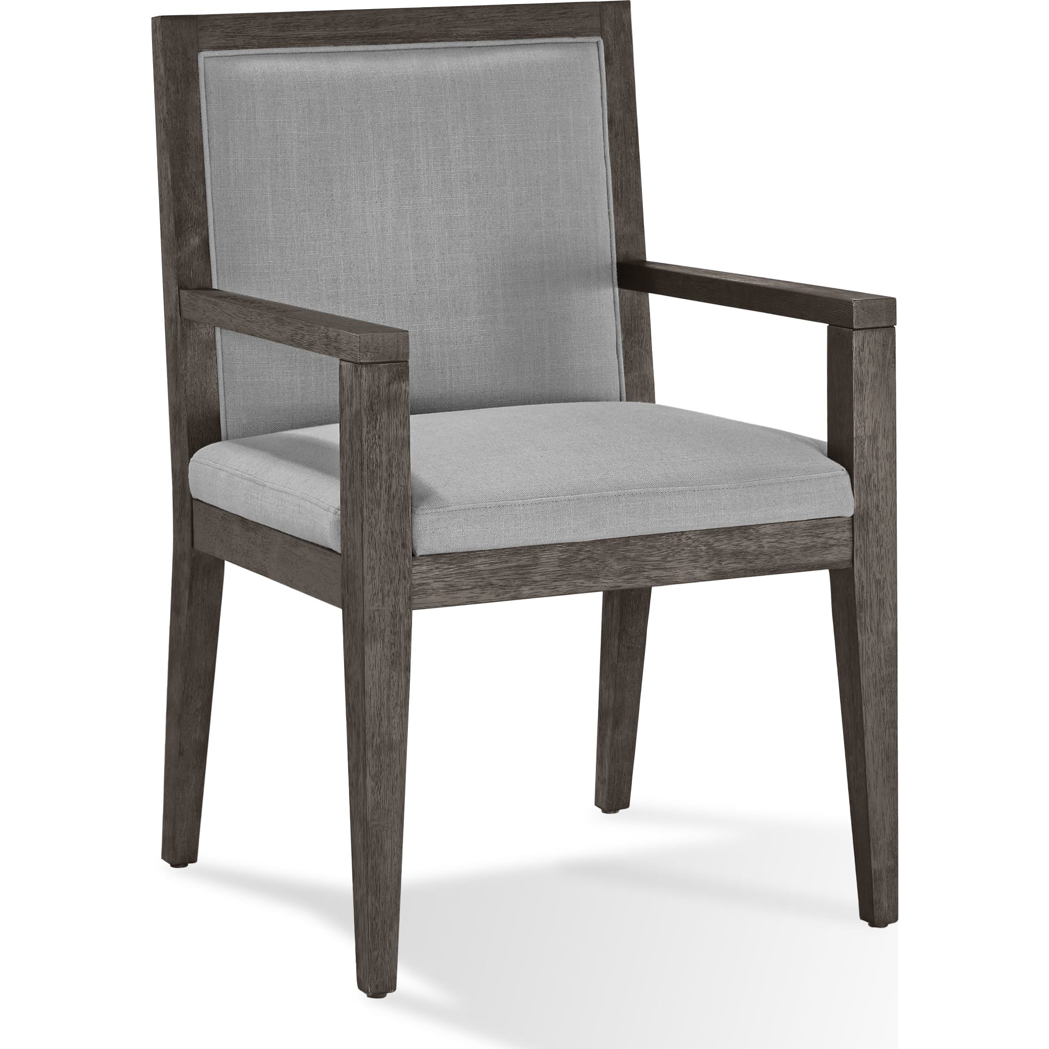Modesto Wood Frame Upholstered Arm Chair in Koala Linen and French Roast