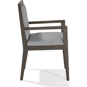 Modesto Wood Frame Upholstered Arm Chair in Koala Linen and French Roast