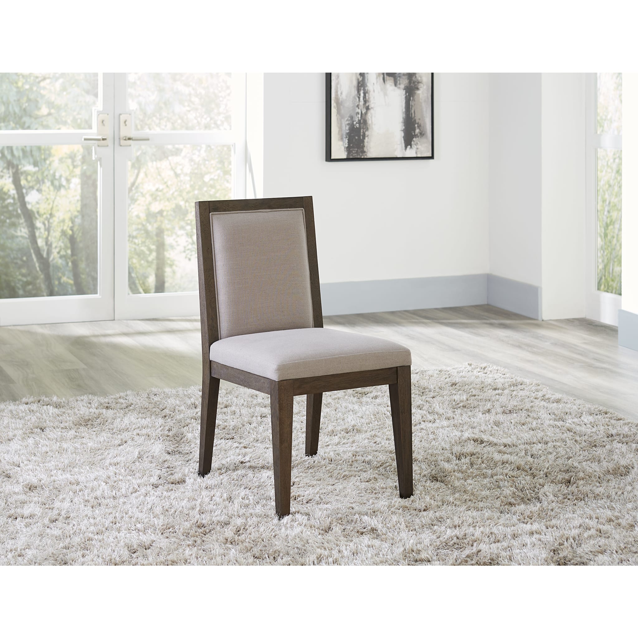 Modesto Wood Frame Upholstered Side Chair in Koala Linen and French Roast