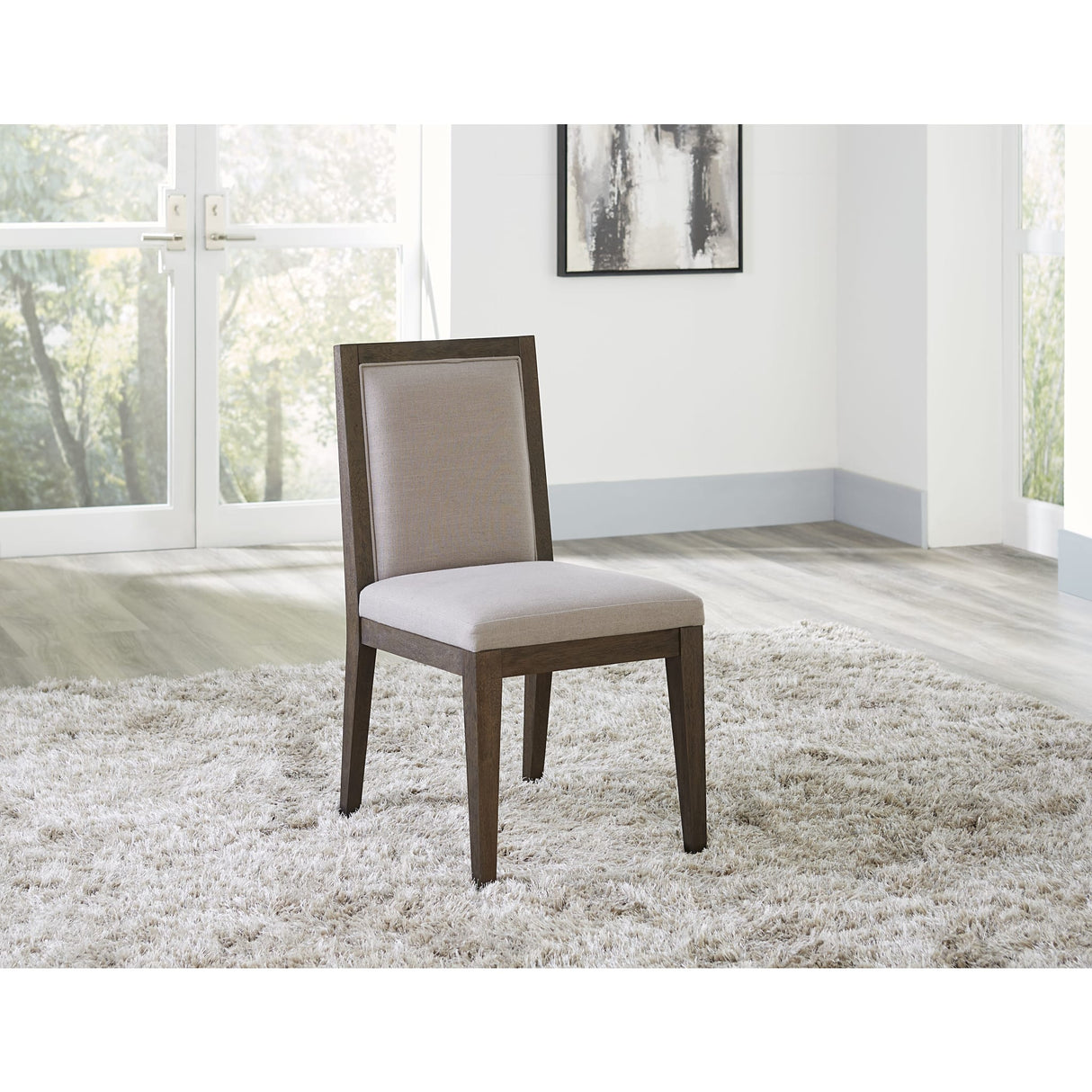 Modesto Wood Frame Upholstered Side Chair in Koala Linen and French Roast