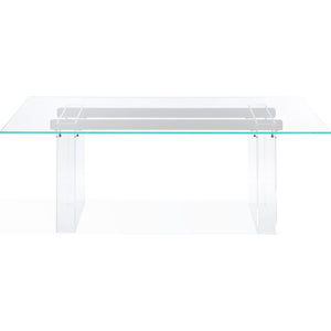 Moorea Double Pedestal Rectangular Dining Table in Clear Acrylic, Glass and Bronze Metal