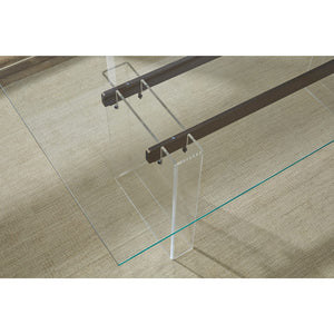 Moorea Double Pedestal Rectangular Dining Table in Clear Acrylic, Glass and Bronze Metal