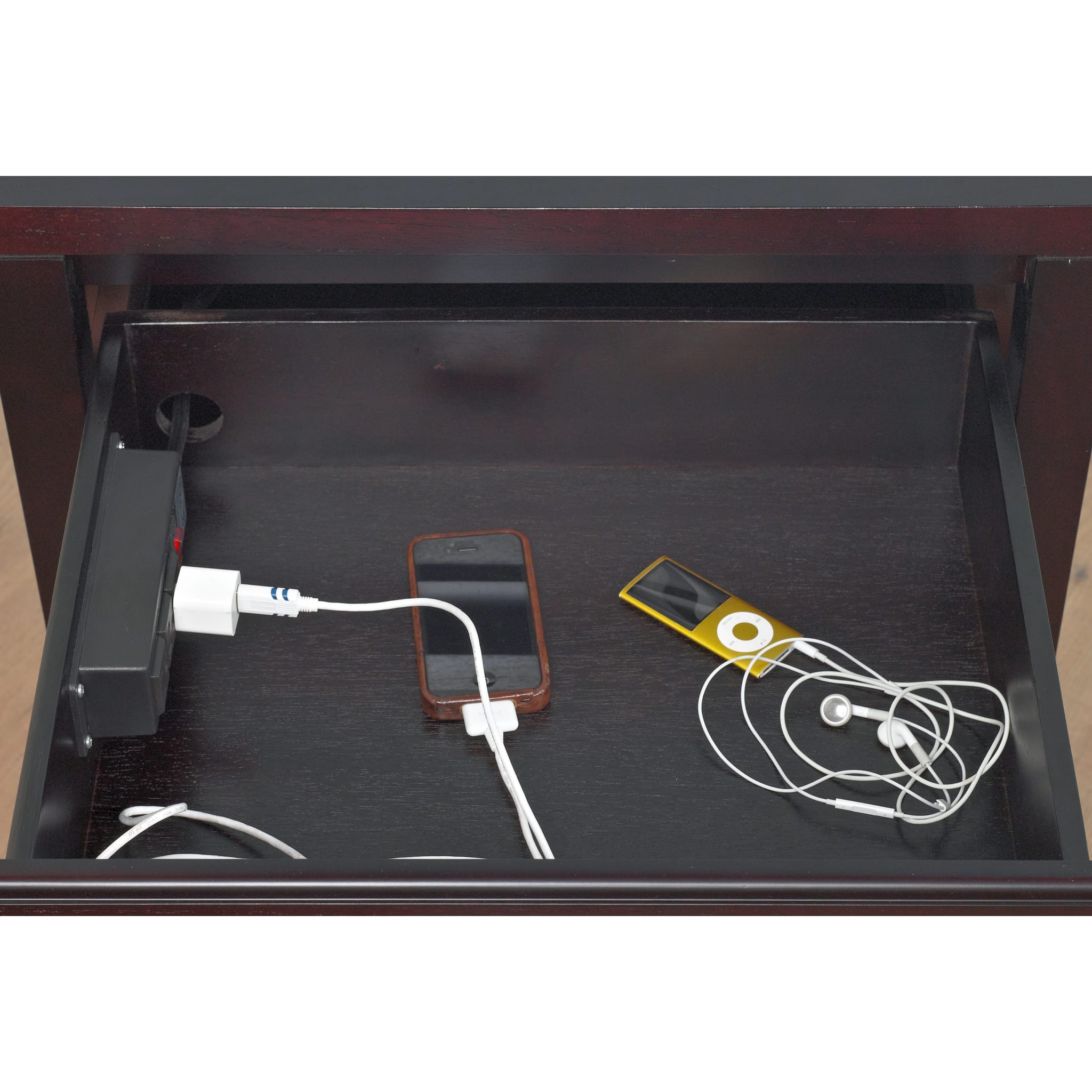 Nevis Charging Station Nightstand in Espresso